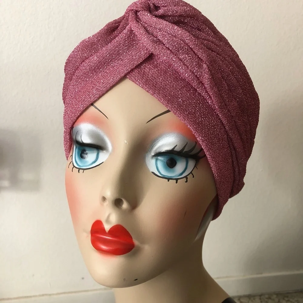 Sparkle Metallic Pink vintage retro pinup turban